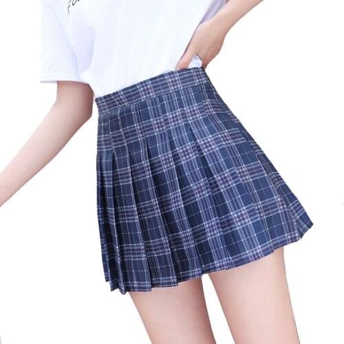 QRWR XS-3XL Plaid Summer Women Skirt 2020 High Waist Stitching Student Pleated Skirts Women Cute Sweet Girls Dance Mini Skirt
