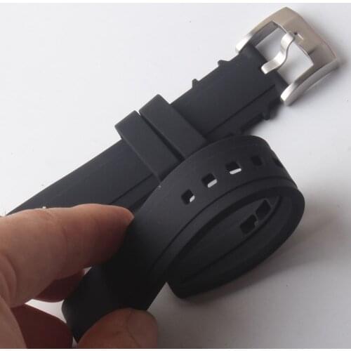 18mm 20mm 22mm Soft Watchband black Silicone Rubber Watch straps Bracelet pin buckle Black for brand wristwatch mens curved end