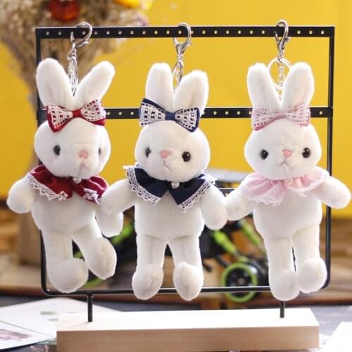 Pretty new Exquisite rabbit bunny doll plush toy soft keychain Cute Featured Pendant baby Soothing doll christmase wedding gift