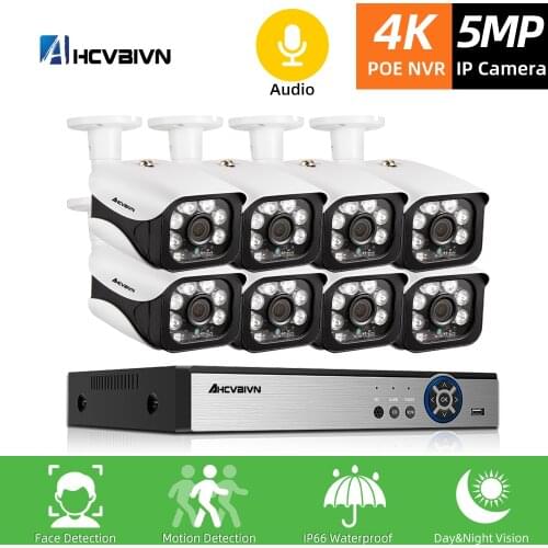 Face Detection Recognition 8CH 5MP Wireless NVR POE Security Camera System Outdoor CCTV Video Surveillance Video Recorder Kit