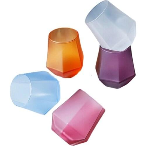 300-400ml Creative Gold Six Rhombus Wine Glass Frosted Color Diamond Whiskey Vodka Sake Cup Cold Drink Multipurpose Drinkware