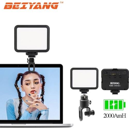 BEIYANG K60 Light 2000mAh 5500K Type-C Rechargeable with RGB Color Filters light for video Conference Lighting Fill Light