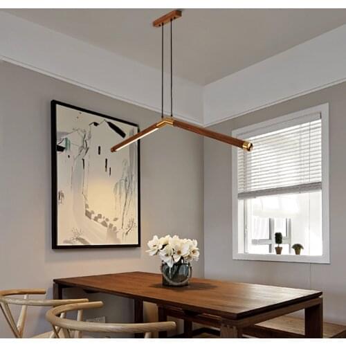 Led minimalist chandelier Nordic black walnut creative study lamp coffee bar table lamp office strip lamp