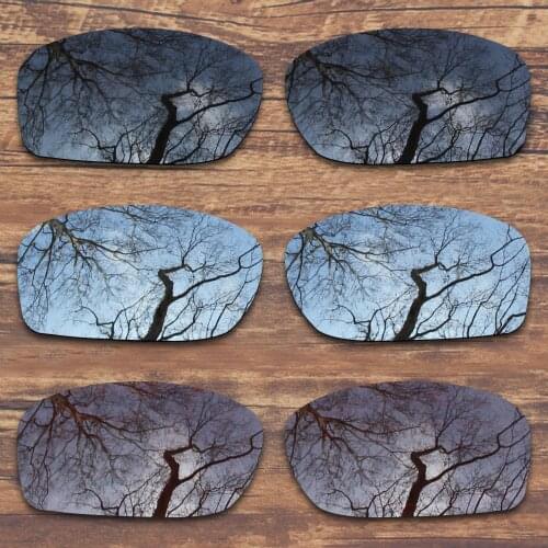 ToughAsNails 3 Pairs Black.Silver.Brown Polarized Replacement Lenses for Oakley Fives Squared Sunglasses
