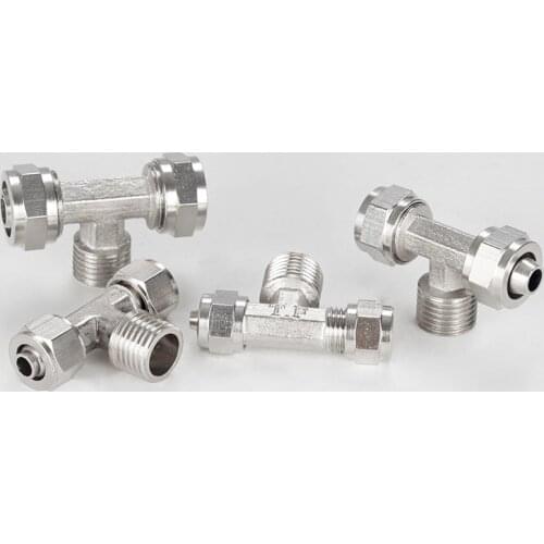 1/8" 1/4" 3/8" 1/2" BSP Male 3 Way Pneumatic Fast Twist Pipe Fitting Tee Type Quick Connector Tube OD 6mm 8mm 10mm 12mm