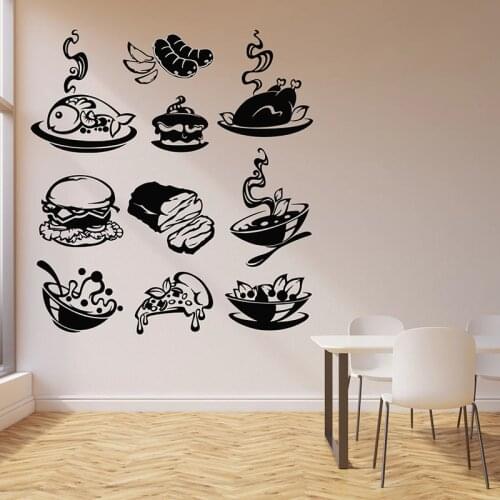 Delicious Wall Decal Restaurant Tasty Food Menu Cooking Dining Kitchen Interior Decor Door Window Vinyl Stickers Wallpaper Q722