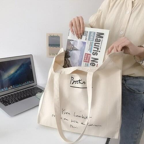 Hylhexyr Woman‘s Leisure Canvas Shoulder Bag Fashion Girls Books Handbag Large Capacity Cotton Tote Bags Open