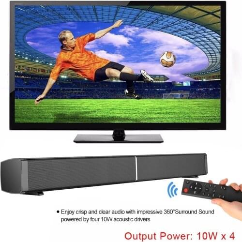 Remote Control Sound Bar Bluetooth 5.0 Speaker 40W Subwoofer 3D Home Theater Sound Amplifier Wall-mounted AUX IN Tf Card Play