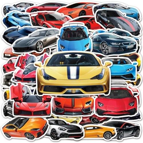 10/30/50PCS Cool Sports Car Diary Luggage Graffiti Notebook Hand Account Car Decoration Waterproof Sticker Toy Wholesale