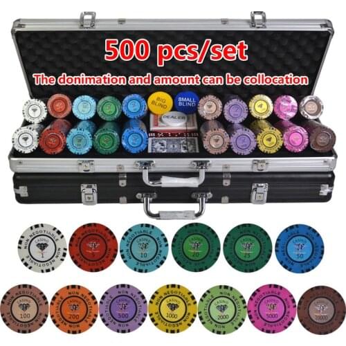 100-500pcs Clay poker Chips set Diamond Casino Chips Poker chip Sets With Metal Box&Dealer&Dice&Table Cloth&Poker Card 13.5g/pcs