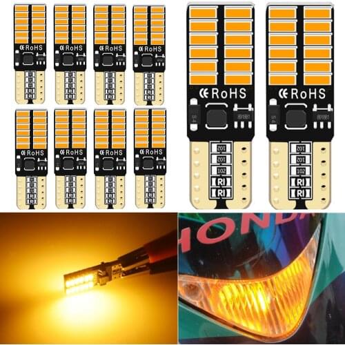 10x New Car Led Amber White Width Indicator 4014 T10 Canbus Interior Ceiling Light License Plate Lights For Bmw E60 Peugeot 206