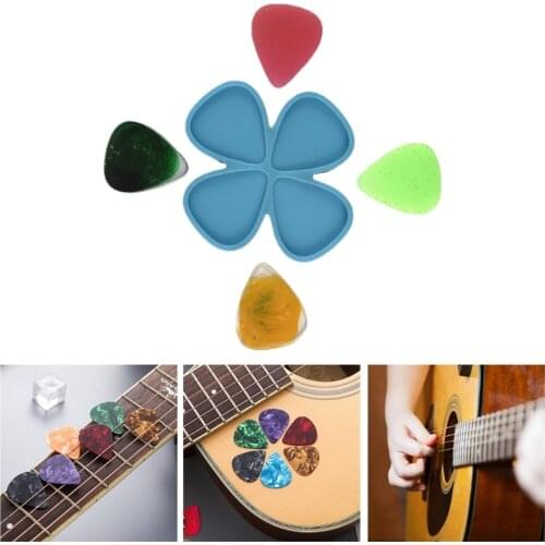 4 Pcs/Set Universal Guitar Picks Epoxy Resin Mold Guitar Plectrums Silicone Mould DIY Crafts Guitar Thumb Finger Picks R3MC