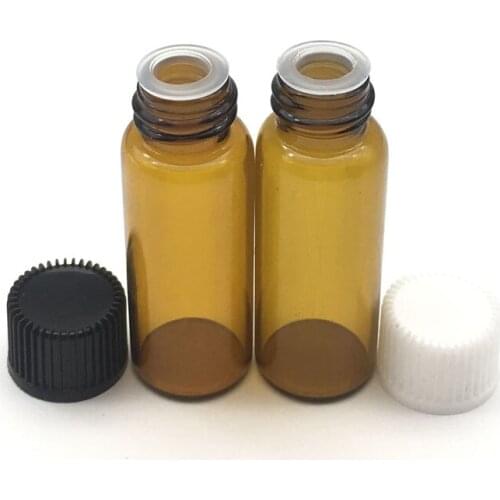 5pcs 5ml Amber Perfume Glass Vials Small Mini Essential Oil Bottle Small Bottles with no hole tip