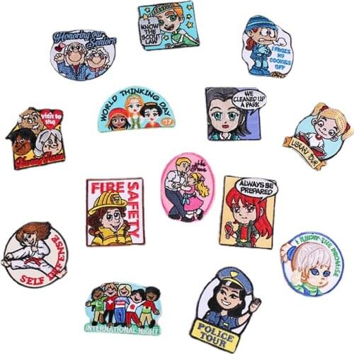 20pcs/lot Embroidery Patches Anime Boy Girl Family Clothing Decoration Sewing Accessories Gift Diy Iron Heat Transfer Applique