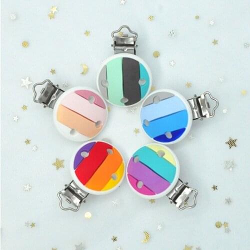 50pcs Rainbow Pacifier Clip Baby Nursing Necklace Safe Toys Accessories DIY Nipple Clasps For Pacifier Chains