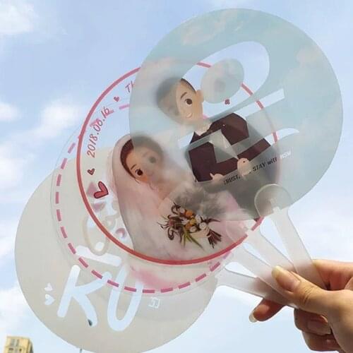 Customized Logo Printing 500pcs/lot Advertising Transparent Plastic Hand Fan for Promotion Cool PP Hand fan for Wedding Gift