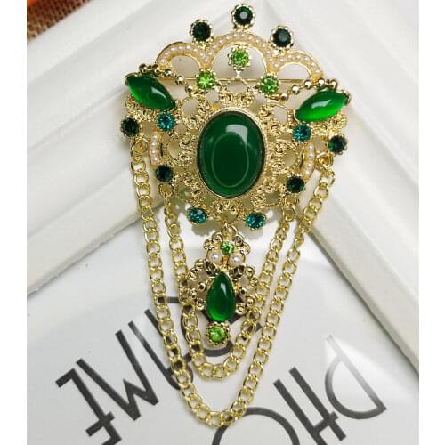 Antique pin dress brooch vintage gem palace restoring ancient ways chain.scarves buckle female double stereo corsage