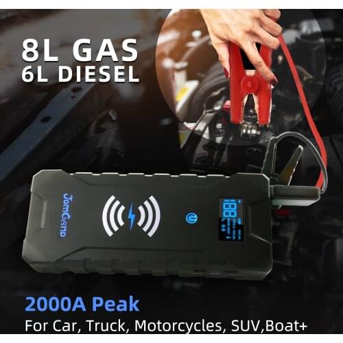 Jump Starter 2000A Peak 22000mAh Jomgand (up to 8.0L Gas,6L Diesel Engine) 12V Auto Battery Booster Pack with Wireless Charger