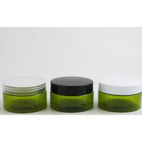 24 x 100g Empty Green Cosmetic Cream Containers Cream Jars 100cc 100ml for Cosmetics Packaging Plastic Bottles With Plastic Cap