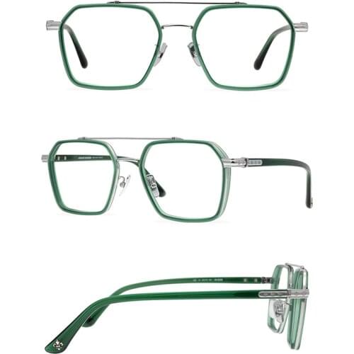 Belight Optical Cool Fashion Titanium with Acetate Men Big Square Shape Japan Design Spectacle Frame Precription Lens CH525