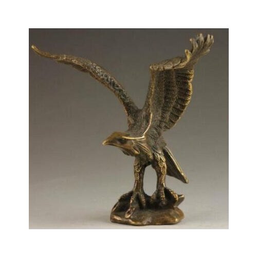 Free shipping Chinese Vintage Brass Handwork Hammered Wealth Succeed Eagle Statue