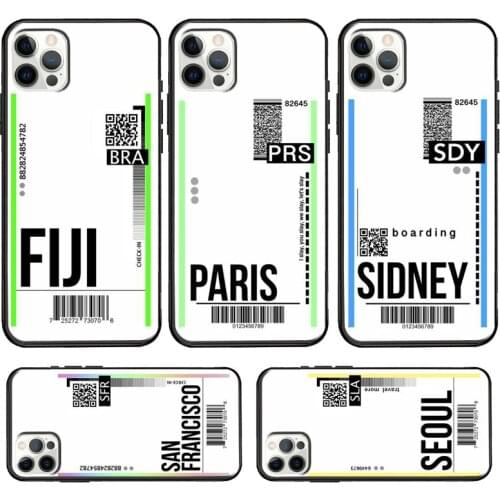 Fly Ticket Air Tickets Travel Label Case For iPhone 12 Pro Max 12 mini 11 Pro Max 6S 7 8 Plus X XR XS Max SE 2020 Cover
