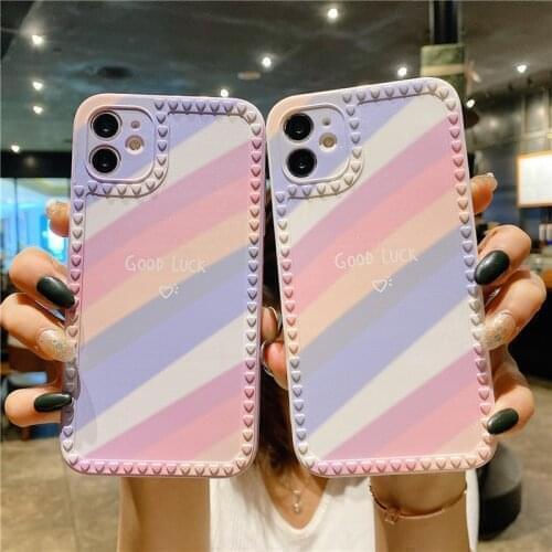 Luxury Cute Rainbow Stripe Soft Case For Samsung A52 A72 A51 A71 A32 A20 A70 A50 A12 S20 Note 10 Plus 20 Ultra J2 J7 Prime Cover