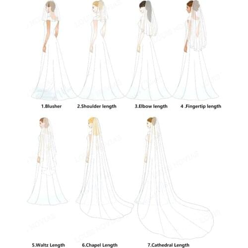 Custom Length Louis Novias Personalized Bridal Veil Wedding Accessories Please Choose Your Favorite Color Size
