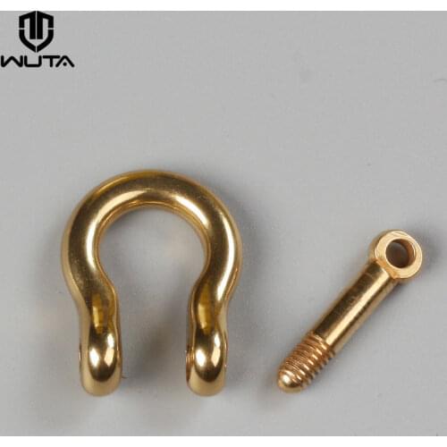 WUTA Solid Brass Bow Shackle D-ring Chain Hook Fob Key Joint Connect D-Ring Screw Pin Rigging Leather Craft Hardware Pack of 2/5
