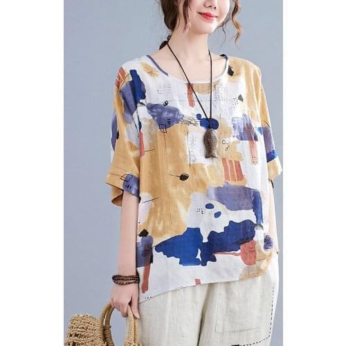 Tie Dye Print Fashion Womens Top Batwing Sleeve Loose Summer T Shirts Tees Thin Cotton Travel Casual T-shirt Vintage Tshirt