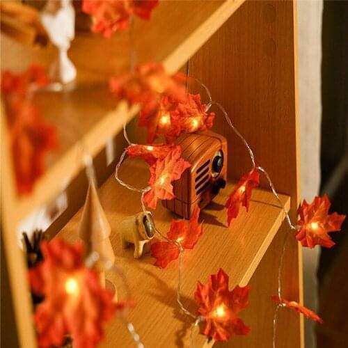 Artificial Flower Maple Leaves 1.5M 10LED String Light Garland Artificial Plant Wreath Dried Flowers for Home Autumn Decorations