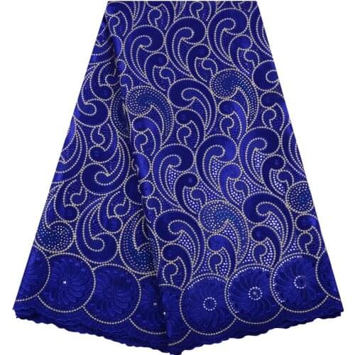 Royal Blue African Dry Cotton Voile Lace Fabric 2019 High Quality Nigerian Swiss Voile Lace In Switzerland For Party Dress S1425
