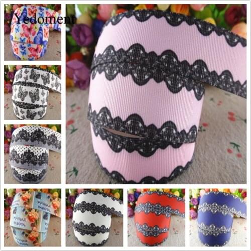 18102504, 1" 25mm 10 yards flowers and butterfly printed grosgrain ribbons DIY hair bows handmade materials