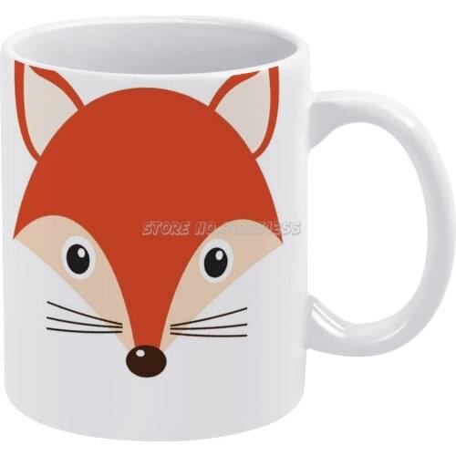 Fox White Mug Custom Printed Funny Tea Cup Gift Personalised Coffee Mug Fox Orange White Animal Carton Foxy Head Only Head Only