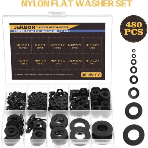 M2.5 M3 M4 M5 M6 M8 M10 M12 White Black Nylon Plastic Flat Washer Plane Spacer Insulation Seals Gasket Ring