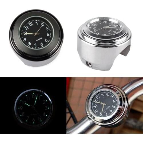 Motorcycle Quartz Clock Waterproof Chrome Bike Handlebar Mount Watch Aluminum Luminous Clock Universal Motorcycle Accessories