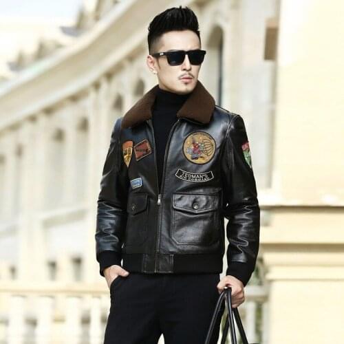 Geniunel Leather Bomber Jacket Men Real Cow Leather Down Cotton Winter Warm Thickening Camperas NR1071 MF408