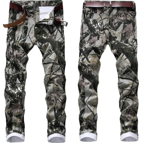 Men’s camouflage denim pants stretch slimming casual jeans pants high quality trendy pants men