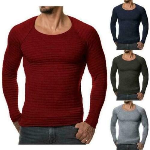 Mens Long Sleeve Casual Round Neck Slim Fit Sweater Tops Sexy hot B14