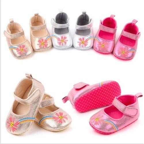 New Spring Autumn Baby Shoes PU Leather First Walkers Lovely Flower Newborn Crib Shoes Antislip Girls Princess Shoes