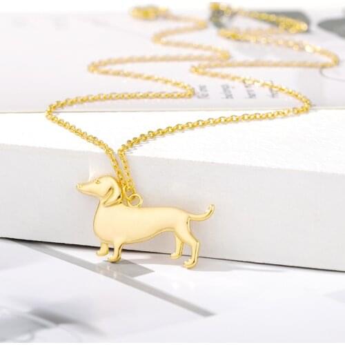 Dachshund Shaped Necklace for Women Sausage Dog Pendant Chains Cute Gold Stainless Steel Necklace Pet Dog Chain Christmas Gift