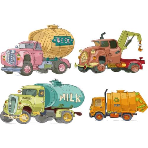 Cartoon Car Patches Heat Transfer Iron On Patch A-level Washable Clothes Stickers Cool Tearing Sticker For T-shirts Bag Applique