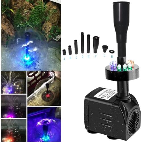15W 256 GPH Submersible Fountain Pump wiht LED Light for Water Feature Outdoor Pond Aquarium fish tanks Home Fountain