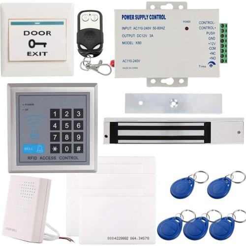 Full Complete 125KHz RFID Card Door Access Control Kit Including 600lbs Force Electric Magnetic Lock, Mag-lock with UL-Listed