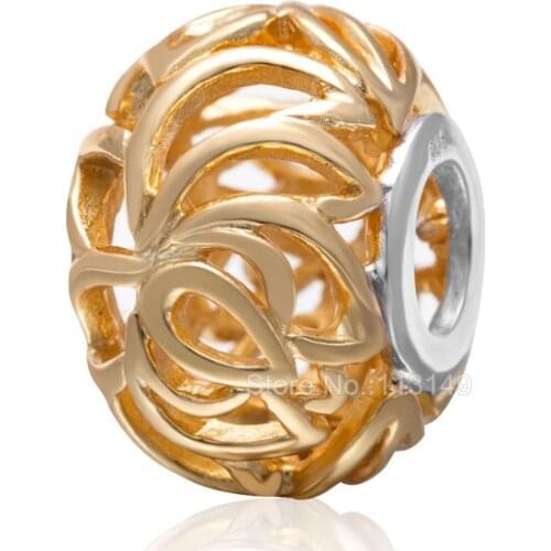 Hollow Flower Round Ball Genuine 925 Sterling Silver Beads Fit European Charm Bracelet Necklace Jewelry SGPB4110