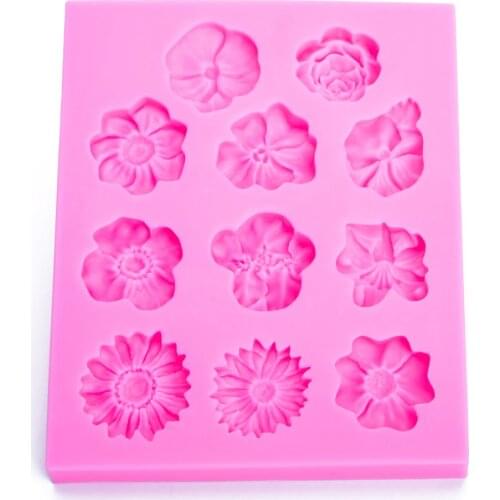 Flower shape 3D Craft Relief Chocolate confectionery Silicone Mold Fondant Cake Kitchen Decorating DIY Tools FT-1095