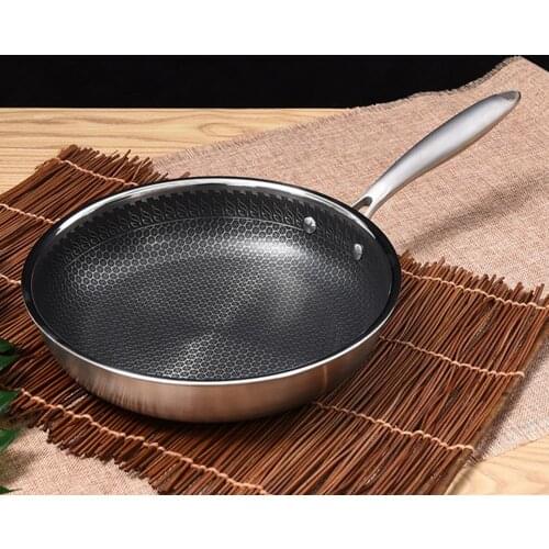 304 Stainless Steel Frying Pan Non-stick Egg Steak Frying Pan Gas Induction Cooker Kitchen Tools Universal