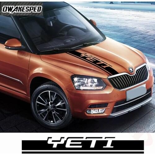 Sport Stripes Car Hood Bonnet Sticker Auto Engine Cover Vinyl Decals Racing Styling Car Head Lids Stickers For Skoda Yeti