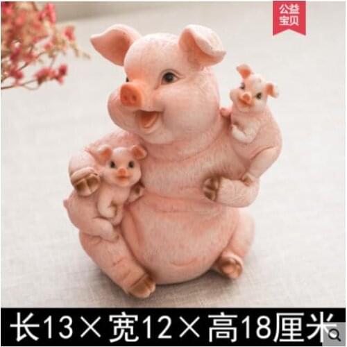 Resin handicraft small Pig creative cute animals outdoor garden decoration gift living room TV cabinet Sculpture statue