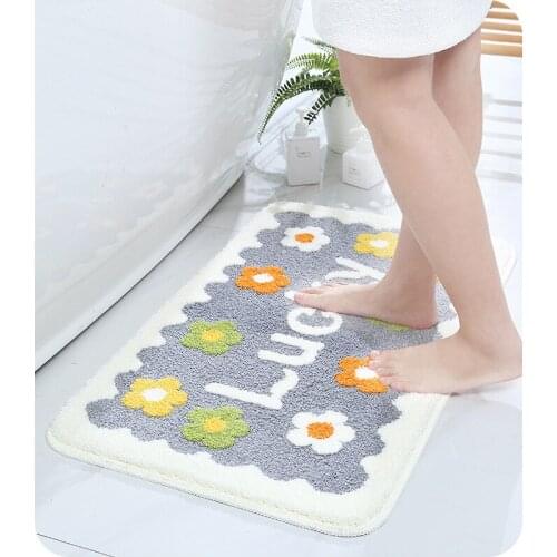 Daisy Fluffy Absorbent Bath Mat Toilet Non-Slip Entrance Doormat Plush Balcony Carpet for Living Room Bedroom Kichen Floor Rugs
